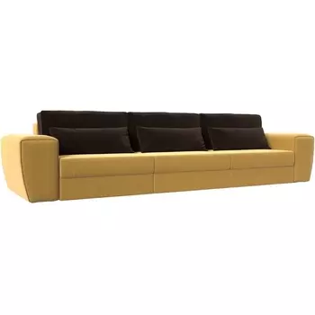 Прямой диван Лига-008 Long (Микровельвет/Коричневый,Желтый) Лига Диванов 119041