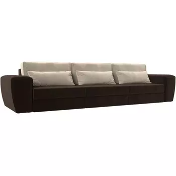 Прямой диван Лига-008 Long (Микровельвет/Бежевый,Коричневый) Лига Диванов 119055