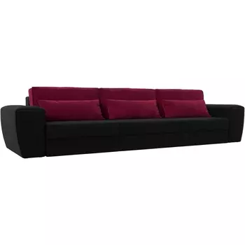 Прямой диван Лига-008 Long (Микровельвет/Черный,Красный) Лига Диванов 119075
