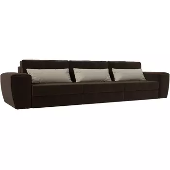 Прямой диван Лига-008 Long (Рогожка,Микровельвет/Коричневый) Лига Диванов 119082