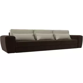 Прямой диван Лига-008 Long (Рогожка,Микровельвет/Бежевый,Коричневый) Лига Диванов 119083