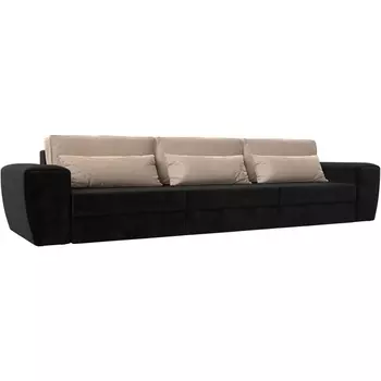 Прямой диван Лига-008 Long (Велюр/Бежевый,Черный) Лига Диванов 119026