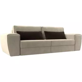 Прямой диван Лига-008 (Микровельвет/Бежевый,Коричневый) Лига Диванов 118590