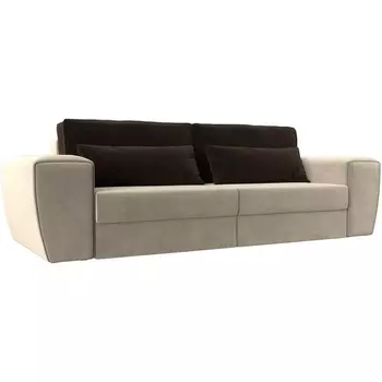 Прямой диван Лига-008 (Микровельвет/Бежевый,Коричневый) Лига Диванов 118592