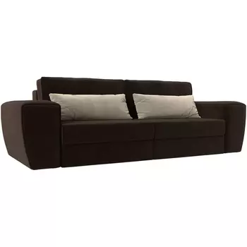 Прямой диван Лига-008 (Микровельвет/Бежевый,Коричневый) Лига Диванов 118616