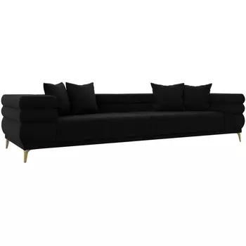 Прямой диван Лига-021 (Микровельвет/Черный) Лига Диванов 119130