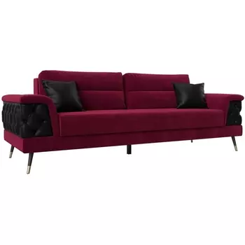 Прямой диван Лига-023 (Микровельвет,Экокожа/Красный) Лига Диванов 119150