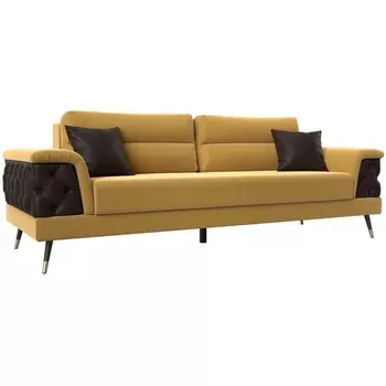 Прямой диван Лига-023 (Микровельвет,Экокожа/Желтый) Лига Диванов 119151