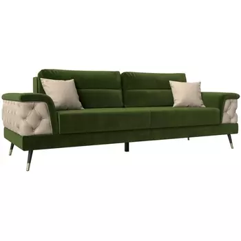 Прямой диван Лига-023 (Микровельвет,Экокожа/Бежевый) Лига Диванов 119152