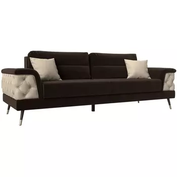 Прямой диван Лига-023 (Микровельвет,Экокожа/Коричневый) Лига Диванов 119154