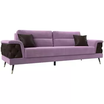 Прямой диван Лига-023 (Микровельвет,Экокожа/Сиреневый) Лига Диванов 119155