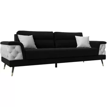 Прямой диван Лига-023 (Микровельвет,Экокожа/Черный) Лига Диванов 119157