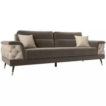 Прямой диван Лига-023 (Велюр,Экокожа/Коричневый) Лига Диванов 119144