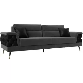 Прямой диван Лига-023 (Велюр,Экокожа/Серый) Лига Диванов 119145