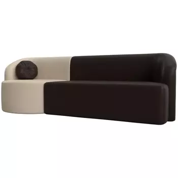 Прямой диван Лига-027 угол левый (Экокожа/Коричневый) Лига Диванов 119526L