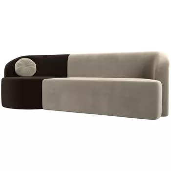 Прямой диван Лига-027 угол левый (Микровельвет/Бежевый,Коричневый) Лига Диванов 119532L