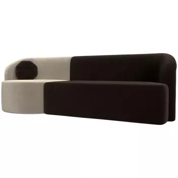 Прямой диван Лига-027 угол левый (Микровельвет/Бежевый,Коричневый) Лига Диванов 119533L