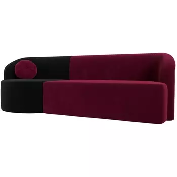 Прямой диван Лига-027 угол левый (Микровельвет/Черный,Красный) Лига Диванов 119539L