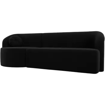 Прямой диван Лига-027 угол левый (Микровельвет/Черный) Лига Диванов 119554L