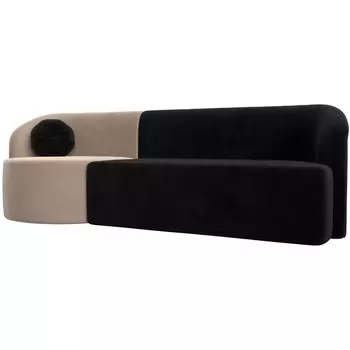 Прямой диван Лига-027 угол левый (Велюр/Бежевый,Черный) Лига Диванов 119507L