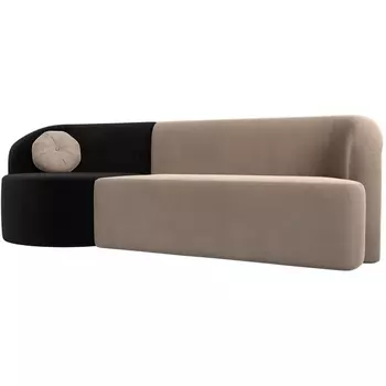 Прямой диван Лига-027 угол левый (Велюр/Бежевый,Черный) Лига Диванов 119514L