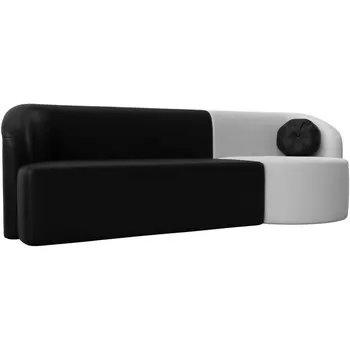 Прямой диван Лига-027 угол правый (Экокожа/Черный,Белый) Лига Диванов 119524