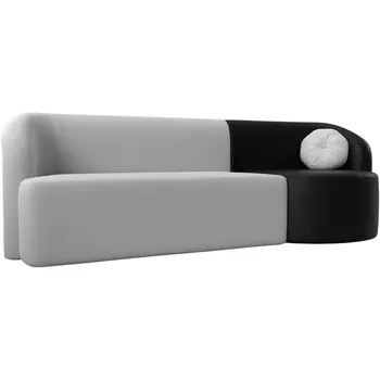 Прямой диван Лига-027 угол правый (Экокожа/Черный,Белый) Лига Диванов 119525