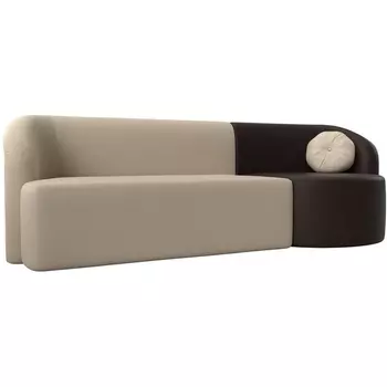 Прямой диван Лига-027 угол правый (Экокожа/Бежевый) Лига Диванов 119527