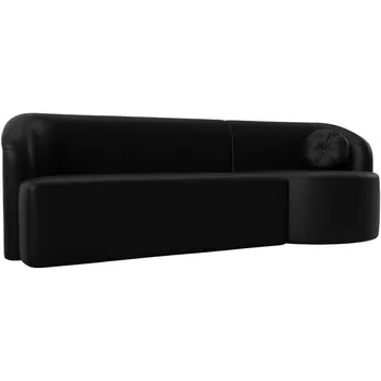 Прямой диван Лига-027 угол правый (Экокожа/Черный) Лига Диванов 119528