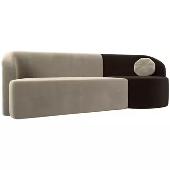 Прямой диван Лига-027 угол правый (Микровельвет/Бежевый,Коричневый) Лига Диванов 119532