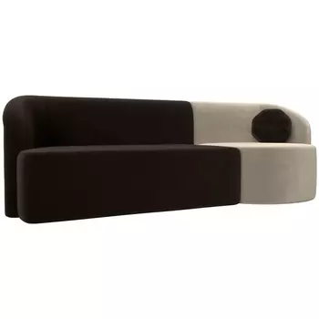 Прямой диван Лига-027 угол правый (Микровельвет/Бежевый,Коричневый) Лига Диванов 119533