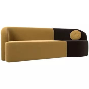 Прямой диван Лига-027 угол правый (Микровельвет/Коричневый,Желтый) Лига Диванов 119534