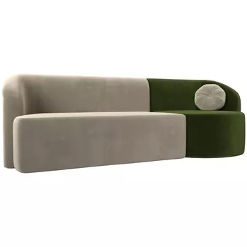 Прямой диван Лига-027 угол правый (Микровельвет/Бежевый,Зеленый) Лига Диванов 119538