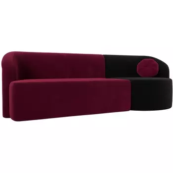 Прямой диван Лига-027 угол правый (Микровельвет/Черный,Красный) Лига Диванов 119539