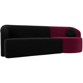 Прямой диван Лига-027 угол правый (Микровельвет/Черный,Красный) Лига Диванов 119540