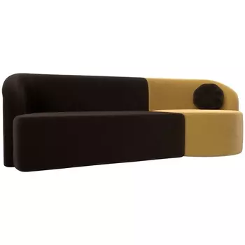 Прямой диван Лига-027 угол правый (Микровельвет/Коричневый,Желтый) Лига Диванов 119543