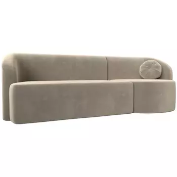 Прямой диван Лига-027 угол правый (Микровельвет/Бежевый) Лига Диванов 119546