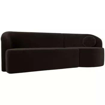 Прямой диван Лига-027 угол правый (Микровельвет/Коричневый) Лига Диванов 119547