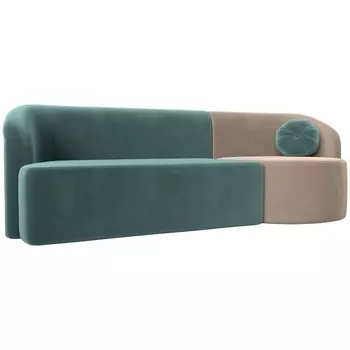 Прямой диван Лига-027 угол правый (Велюр/Бирюзовый,Бежевый) Лига Диванов 119505