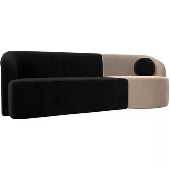 Прямой диван Лига-027 угол правый (Велюр/Бежевый,Черный) Лига Диванов 119507