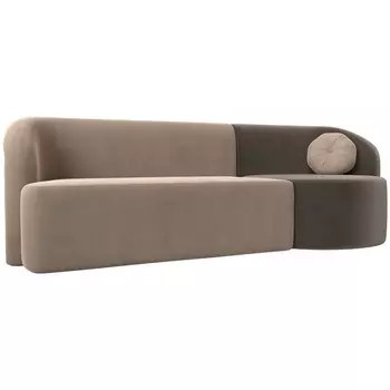 Прямой диван Лига-027 угол правый (Велюр/Бежевый,Коричневый) Лига Диванов 119510