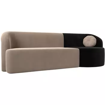 Прямой диван Лига-027 угол правый (Велюр/Бежевый,Черный) Лига Диванов 119514