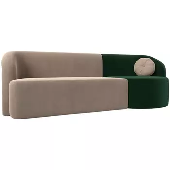 Прямой диван Лига-027 угол правый (Велюр/Бежевый,Зеленый) Лига Диванов 119515