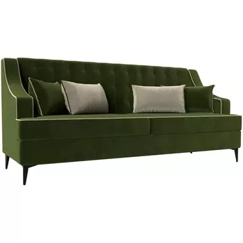 Прямой диван Марк (микровельвет зеленый, кант микровельвет бежевый, подушки микровельвет ЗЕЛ/БЕЖ) Лига Диванов 111905