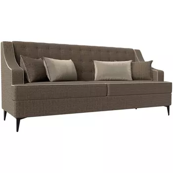 Прямой диван Марк (рогожка Корфу 03, кант микровельвет бежевый, подушки рогожка К-03/ микровельвет БЕЖ) Лига Диванов 111912