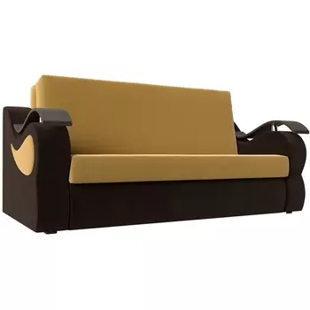 Прямой диван Меркурий 140 (основа микровельвет желтый, компаньон микровельвет коричневый) Лига Диванов 111393