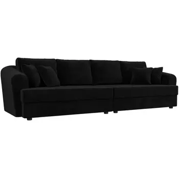 Прямой диван Милтон (велюр черный) Лига Диванов 100658