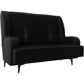 Прямой диван Неаполь 2-х местный (экокожа черная) Лига Диванов 113186