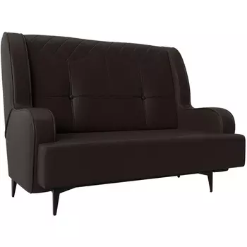 Прямой диван Неаполь 2-х местный (экокожа коричневая) Лига Диванов 113185