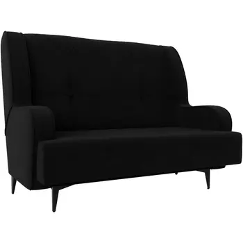 Прямой диван Неаполь 2-х местный (микровельвет черный) Лига Диванов 113179